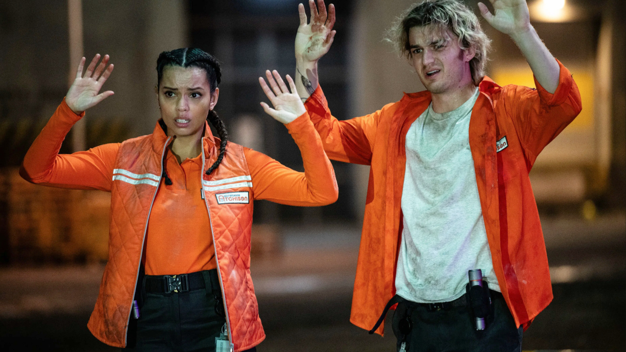 (L to R) Georgina Campbell and Joe Keery in 'Cold Storage'. Photo: StudioCanal.