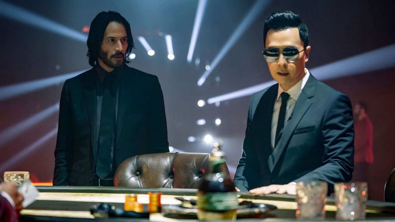 (L to R) Keanu Reeves and Donnie Yen in 'John Wick: Chapter 4'. Photo: Lionsgate. 