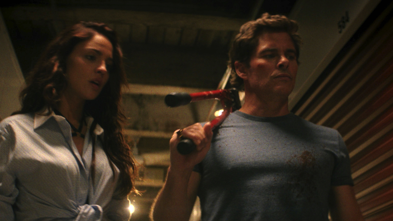 (L to R) Eiza González as Alice and James Marsden as Nick in 20th Century Studios' ‘Mike & Nick & Nick & Alice.’ Photo courtesy of 20th Century Studios. © 2026 20th Century Studios. All Rights Reserved.