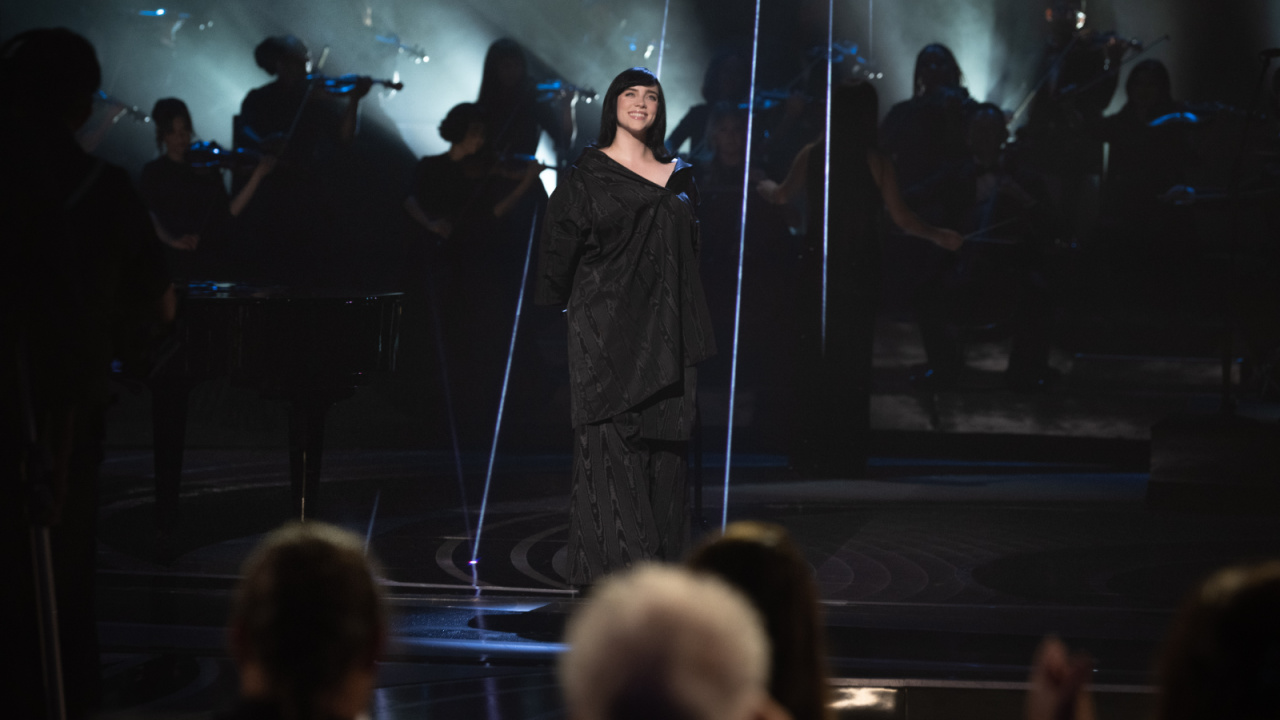 Billie Ellish performs during the live ABC telecast of the 94th Oscars® at the Dolby Theatre at Ovation Hollywood in Los Angeles, CA, on Sunday, March 27, 2022. Credit/Provider: Blaine Ohigashi / A.M.P.A.S. Copyright: ©A.M.P.A.S.