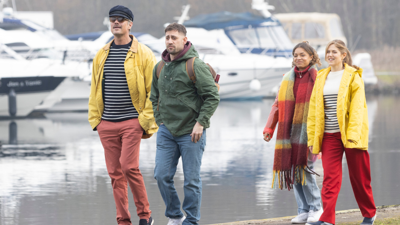 (L to R) Josh Duhamel as “Alan”, Michael Socha as “Brian”, Antonia Thomas as “Sarah”, and Charity Wakefield as “Lauren” in the Comedy, Family film, 'Preschool'. Photo courtesy of Republic Pictures (a Paramount Pictures label).