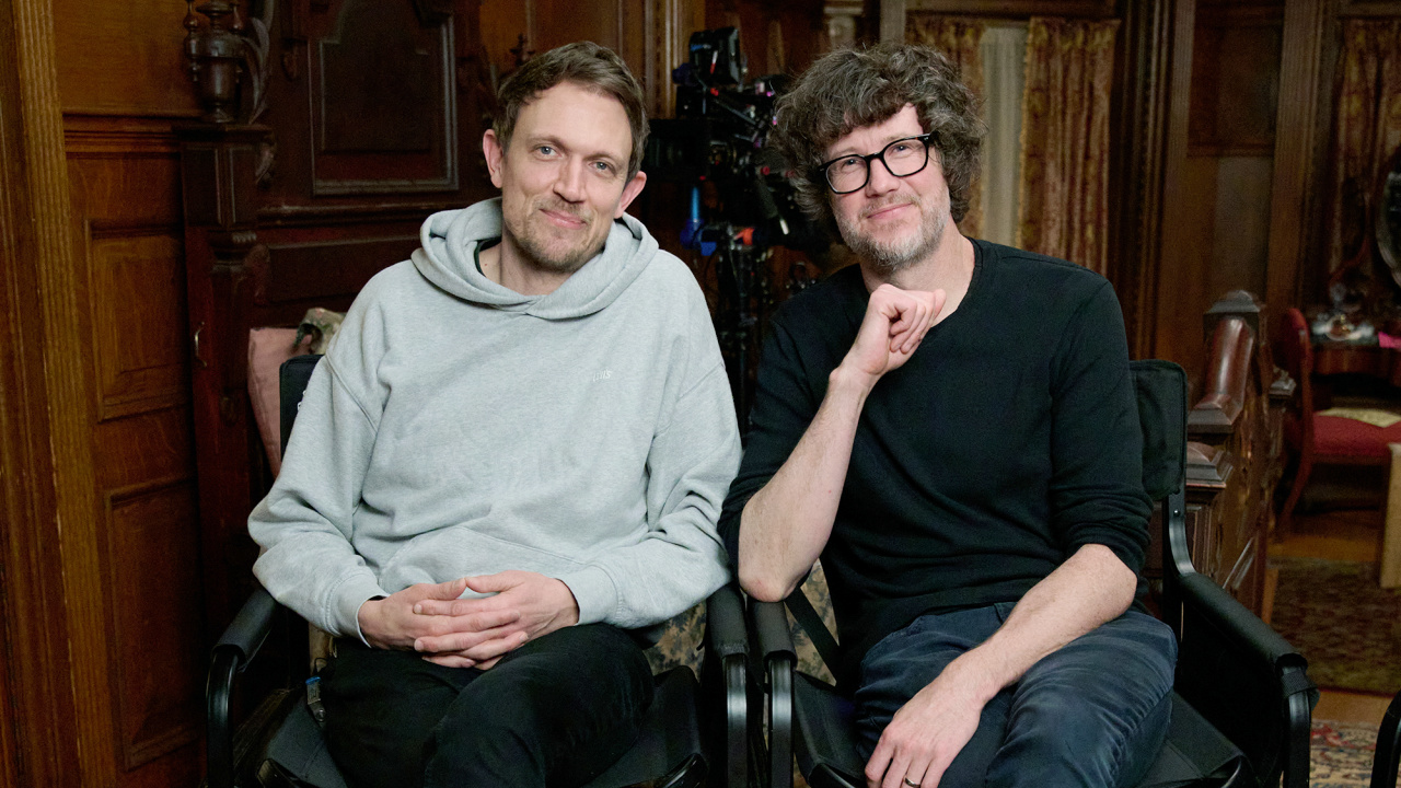 (L to R) Directors Matt Bettinelli-Olpin and Tyler Gillett on the set of 'Ready Or Not 2: Here I Come'. Photo by Searchlight Pictures/Pief Weyman, Courtesy of Searchlight Pictures. © 2026 Searchlight Pictures. All Rights Reserved.