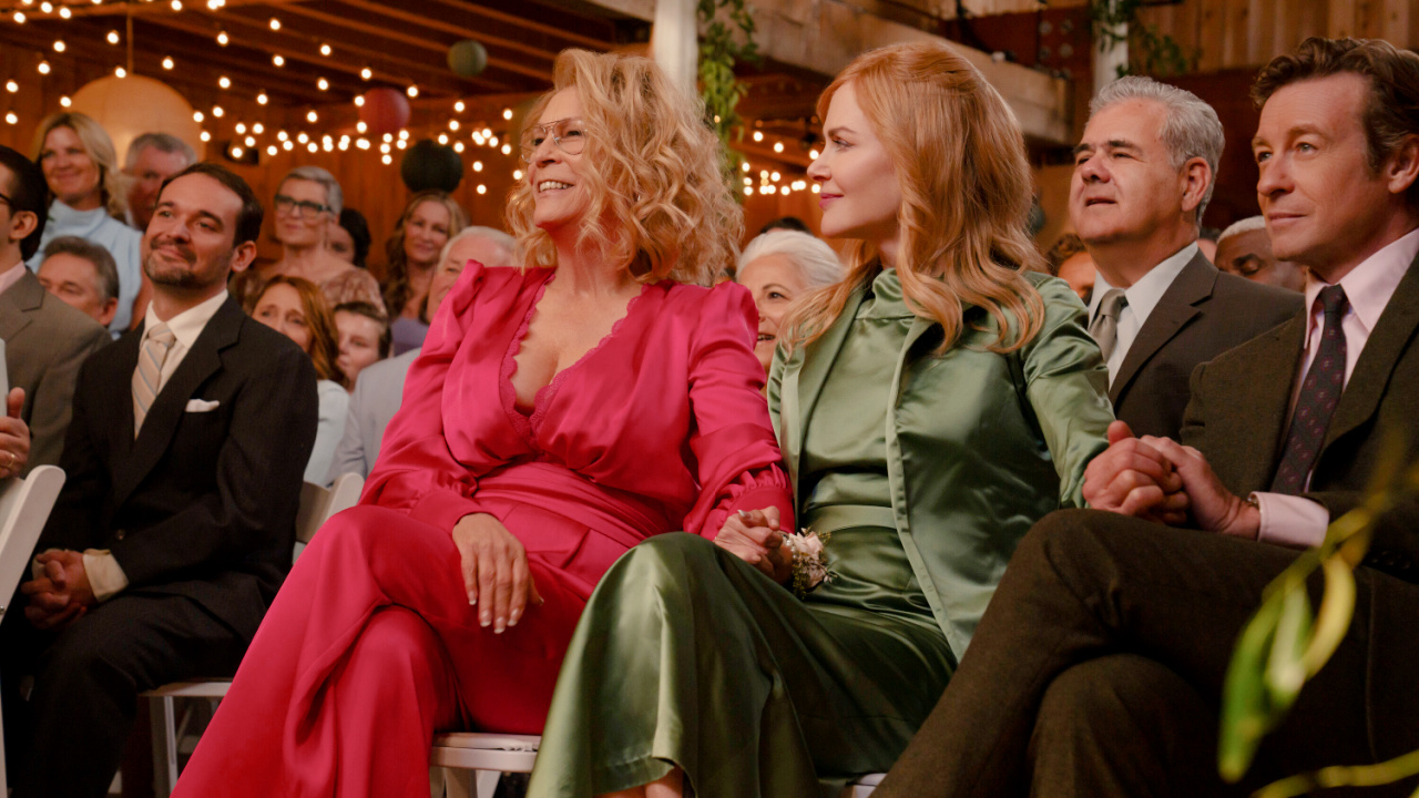 (L to R) Jamie Lee Curtis, Nicole Kidman and Simon Baker in 'Scarpetta' Season 1. Photo Credit: Connie Chornuk / Prime. © Amazon Content Services LLC.