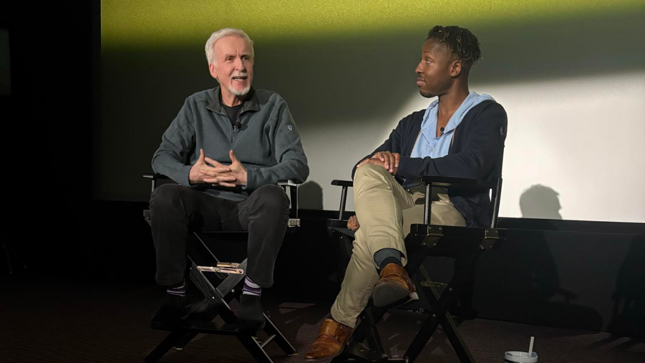 (L to R) James Cameron and Dr. Samuel Ramsey talk 'Secrets of the Bees'. Photo: Jami Philbrick.