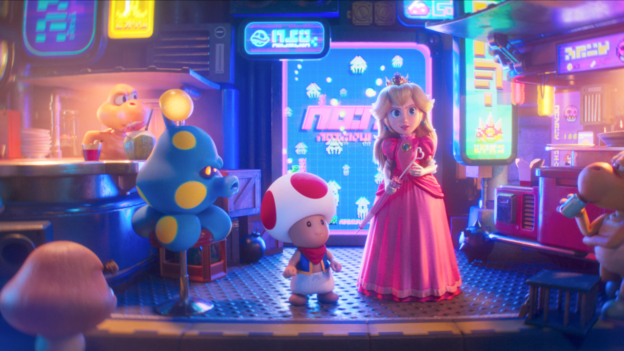 (Center) Toad (Keegan-Michael Key) and Princess Peach (Anya Taylor-Joy) in Nintendo and Illumination’s 'The Super Mario Galaxy Movie', directed by Aaron Horvath and Michael Jelenic.
