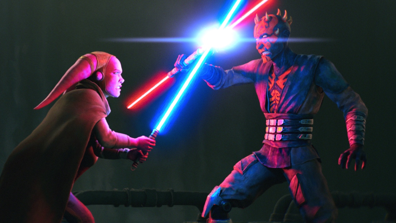 (L to R) Devon Izara (Gideon Adlon) and Maul (Sam Witwer) in Lucasfilm's 'Star Wars: Maul – Shadow Lord', exclusively on Disney+. Photo courtesy of Lucasfilm. © 2026 Lucasfilm Ltd. All Rights Reserved.